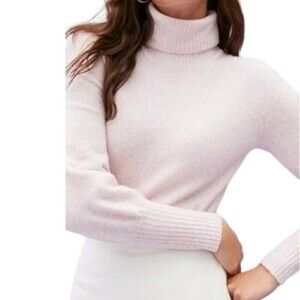 J. Crew Extra Soft Yarn Puff Sleeve Turtleneck Sweater Light Pink Size L